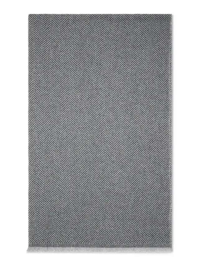 Men's Cashmere Chevron Scarf - Light Grey