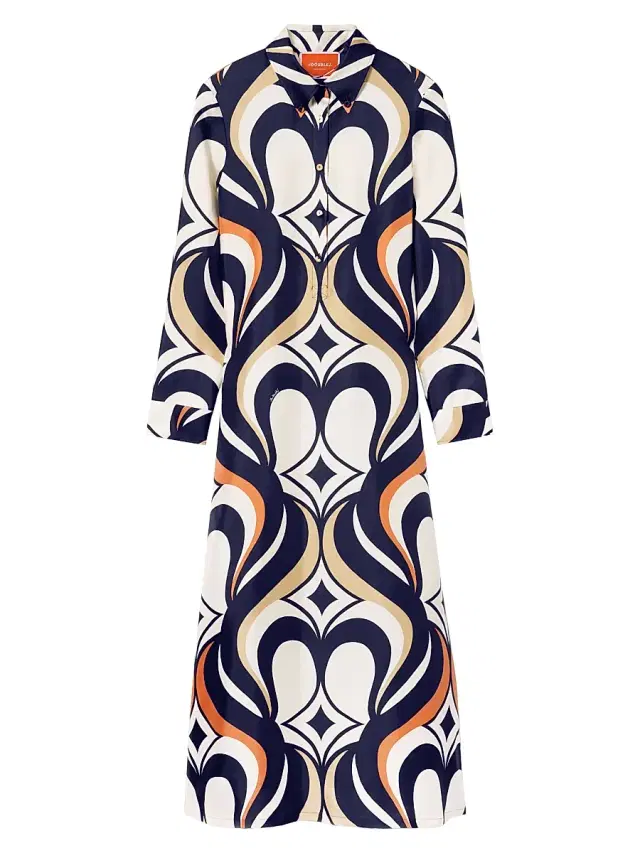 Women's Chemise Swing Dress - Jive Macro White