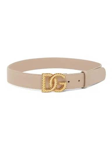 Dolce & Gabbana Women's Logo Leather Buckle Belt - Beige - Size XL | Thumbnail 1