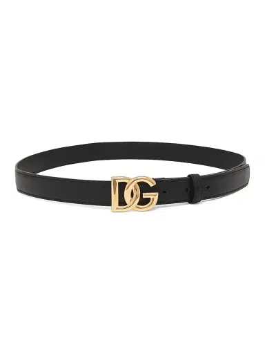 Dolce & Gabbana Women's Leather Logo Buckle Belt - Black - Size Medium | Thumbnail 1
