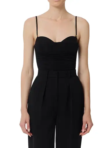 Elisabetta Franchi Women's Draped Jersey Bodysuit - Nero | Thumbnail 2