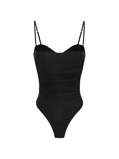 Elisabetta Franchi Women's Draped Jersey Bodysuit - Nero | Thumbnail 1