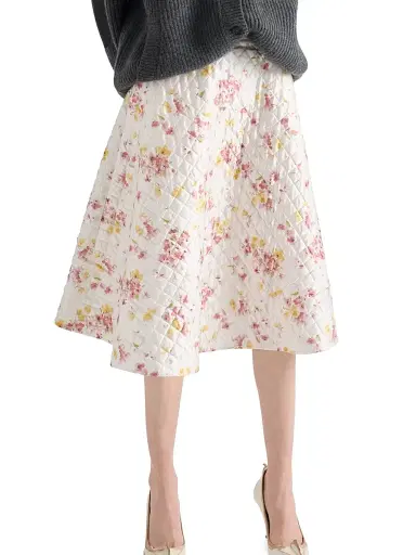 Prada Women's Floral Print Quilted Satin Circle Skirt - Pink | Thumbnail 3