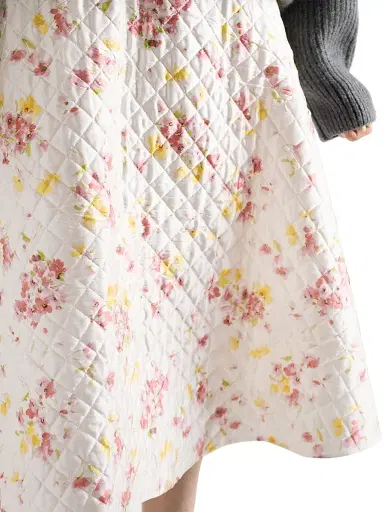 Prada Women's Floral Print Quilted Satin Circle Skirt - Pink | Thumbnail 5