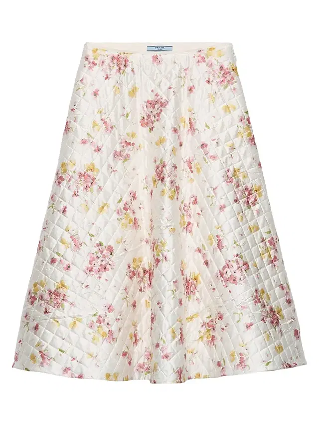 Women's Floral Print Quilted Satin Circle Skirt - Pink