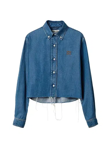 Miu Miu Women's Denim Shirt - Blue - Size 8 | Thumbnail 1 Miu Miu Women's Denim Shirt - Blue - Size 8 | Thumbnail 1