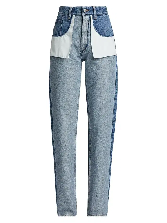 Women's Reversed Five-Pocket Straight-Leg Jeans - Medium Blue
