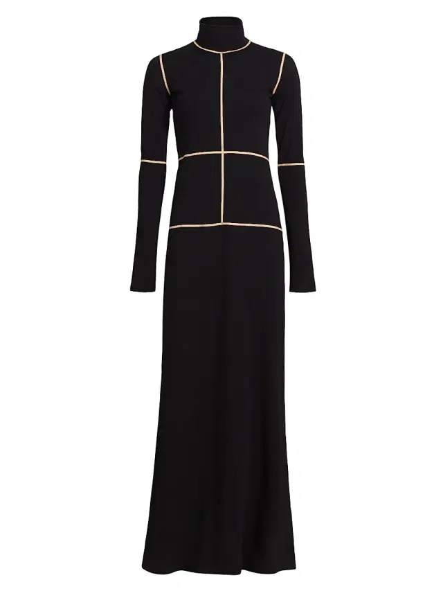 MM6 Maison Margiela Women's Contrast Piped Cotton Jersey Maxi Dress - Black