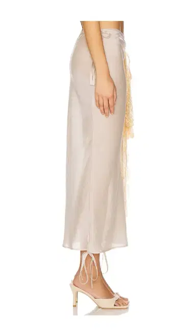 Milkwhite Midi Skirt With Lace Detail | Thumbnail 2