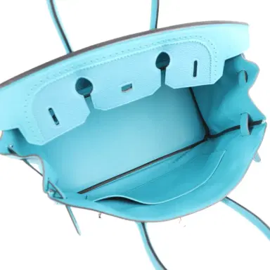 HERMÈS Pre-owned Hermes Birkin 35 Ghillies Turquoise Togo and Swift Palladium Hardware | Thumbnail 8
