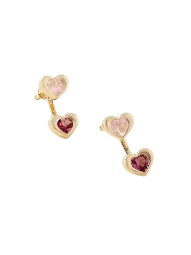 Roxanne First Two Of Hearts 14-karat Gold, Rose Quartz And Tourmaline Earrings | Thumbnail 1