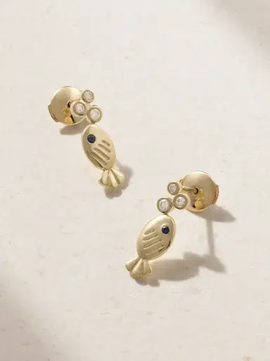 Yvonne Léon Sous L’eau 9-karat Gold, Diamond And Sapphire Earrings | Thumbnail 1