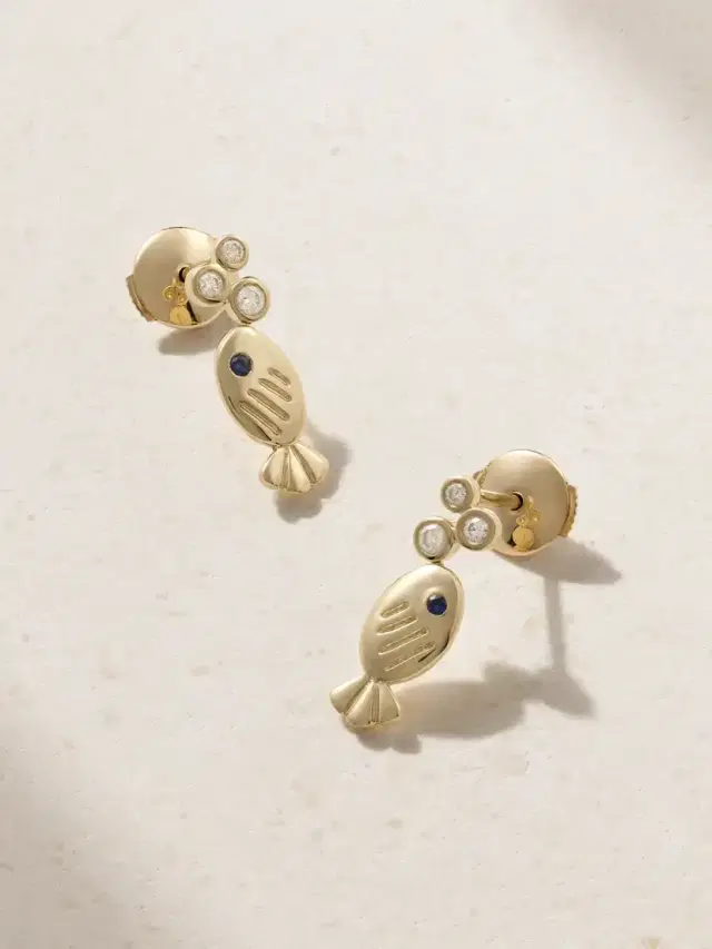 Sous L’eau 9-karat Gold, Diamond And Sapphire Earrings