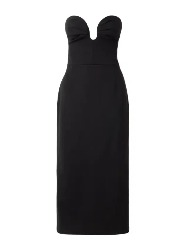 Strapless Ruched Wool-blend Midi Dress