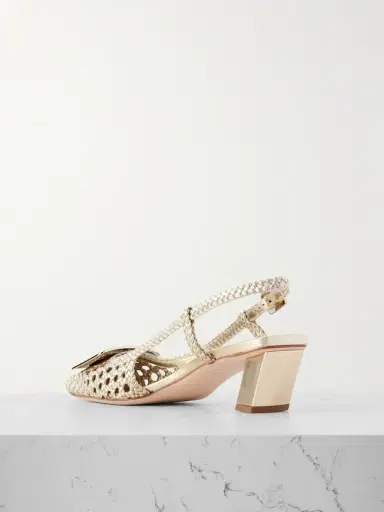 Roger Vivier Belle Vivier 45 Braided Metallic Leather Slingback Pumps | Thumbnail 3