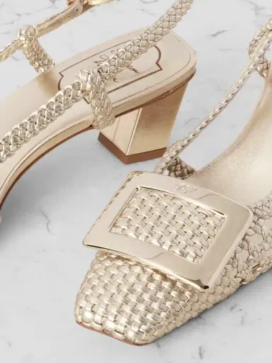 Roger Vivier Belle Vivier 45 Braided Metallic Leather Slingback Pumps | Thumbnail 4