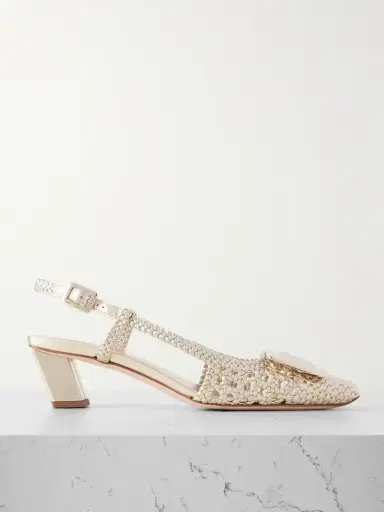 Roger Vivier Belle Vivier 45 Braided Metallic Leather Slingback Pumps | Thumbnail 1