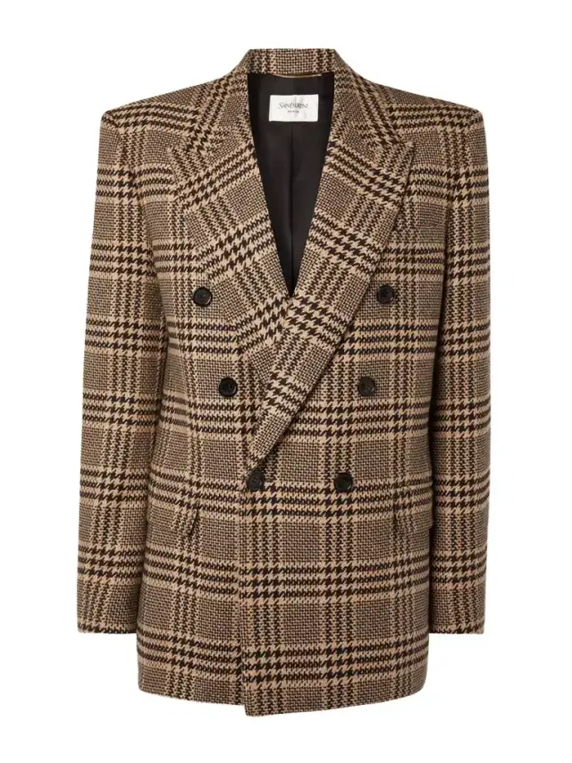 Double-breasted Checked Silk And Cashmere-blend Blazer