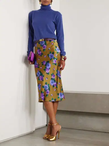 Saint Laurent Floral-print Silk-satin Midi Skirt | Thumbnail 2 Saint Laurent Floral-print Silk-satin Midi Skirt | Thumbnail 2