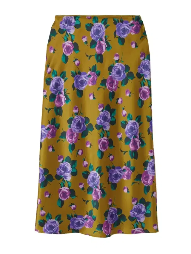 Floral-print Silk-satin Midi Skirt