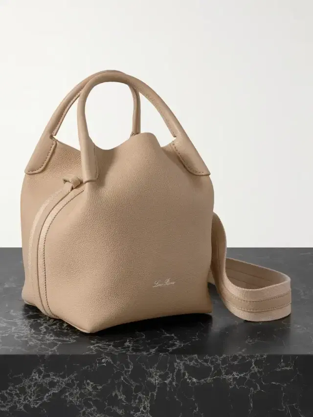 Bale Canvas-trimmed Textured-leather Tote