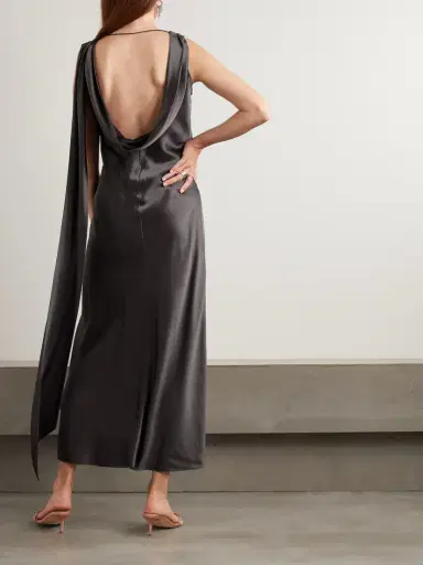 Acne Studios Open-back Draped Silk-satin Midi Dress | Thumbnail 3 Acne Studios Open-back Draped Silk-satin Midi Dress | Thumbnail 3