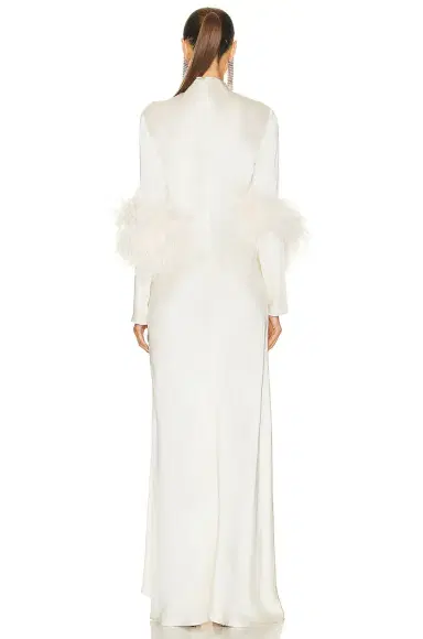Lapointe Doubleface Satin Bias Tab Slit Maxi Dress In Cream | Thumbnail 4 Lapointe Doubleface Satin Bias Tab Slit Maxi Dress In Cream | Thumbnail 4