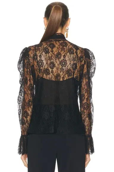 Chloe Jacquard Flower Lace Blouse | Thumbnail 3
