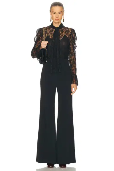 Chloe Jacquard Flower Lace Blouse | Thumbnail 4