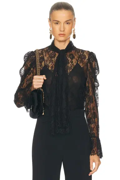 Chloe Jacquard Flower Lace Blouse | Thumbnail 1