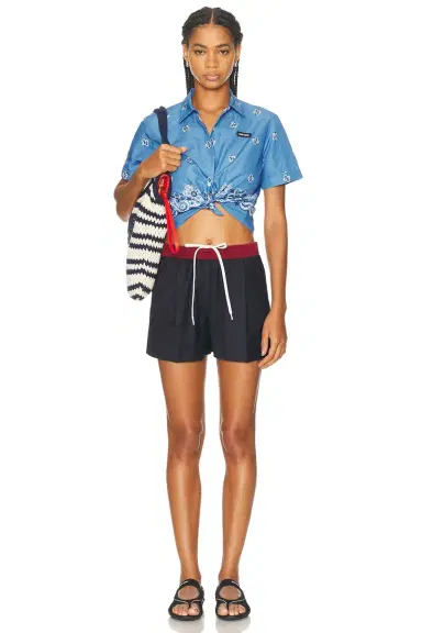 Miu Miu Drawstring Waist Mini Short | Thumbnail 5 Miu Miu Drawstring Waist Mini Short | Thumbnail 5