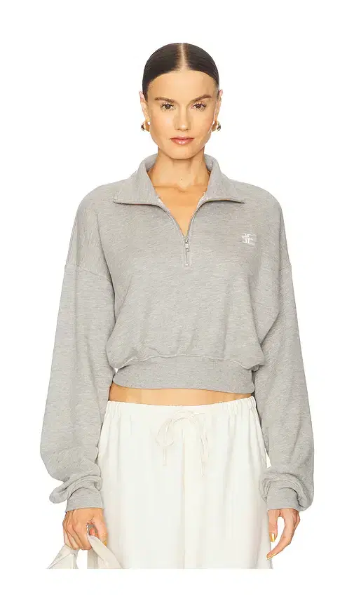 Eterne Cropped Half Zip Sweatshirt