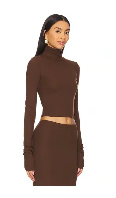 ÉTERNE Cropped Fitted Turtleneck Top | Thumbnail 2
