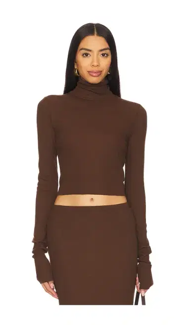 ÉTERNE Cropped Fitted Turtleneck Top | Thumbnail 1