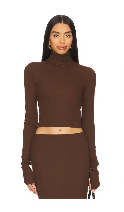 Cropped Fitted Turtleneck Top