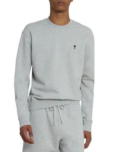 AMI PARIS Men's Contrasted Ami de Coeur Sweatshirt - Gris Cendre Chine - Size XXL | Thumbnail 3 AMI PARIS Men's Contrasted Ami de Coeur Sweatshirt - Gris Cendre Chine - Size XXL | Thumbnail 3