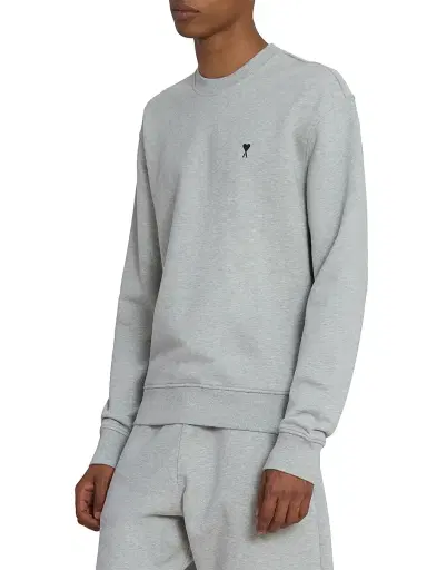 AMI PARIS Men's Contrasted Ami de Coeur Sweatshirt - Gris Cendre Chine - Size XXL | Thumbnail 4 AMI PARIS Men's Contrasted Ami de Coeur Sweatshirt - Gris Cendre Chine - Size XXL | Thumbnail 4