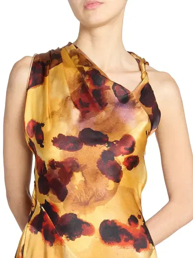 Victoria Beckham Women's Floral Satin Asymmetric Sleeveless Maxi Dress | Thumbnail 7 Victoria Beckham Women's Floral Satin Asymmetric Sleeveless Maxi Dress | Thumbnail 7