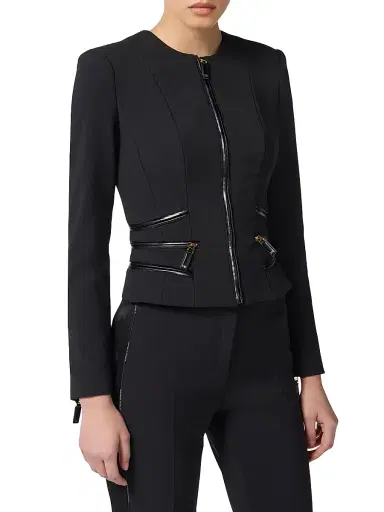 Elisabetta Franchi Women's Double-Layer Crêpe Jacket - Nero | Thumbnail 3