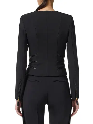 Elisabetta Franchi Women's Double-Layer Crêpe Jacket - Nero | Thumbnail 4