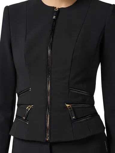Elisabetta Franchi Women's Double-Layer Crêpe Jacket - Nero | Thumbnail 5