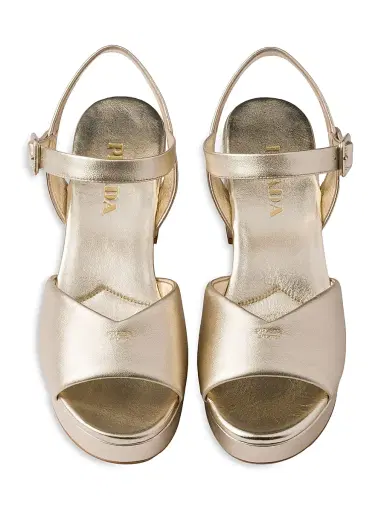 Prada Women's Nappa Leather Sandals - Gold - Size 5.5 | Thumbnail 2