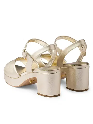 Prada Women's Nappa Leather Sandals - Gold - Size 5.5 | Thumbnail 3
