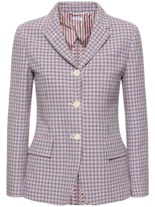 Cotton Check Crepe Jacket