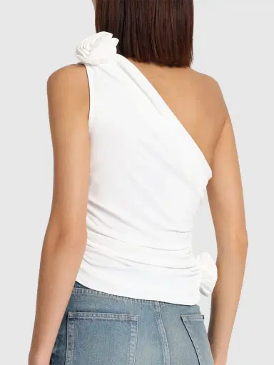 MAGDA BUTRYM Jersey One Shoulder Flower Top | Thumbnail 3
