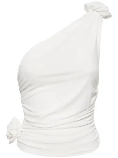 MAGDA BUTRYM Jersey One Shoulder Flower Top | Thumbnail 1