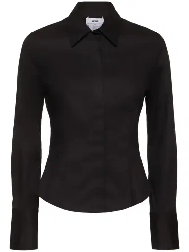BETTTER Cascade Cotton Blend Poplin Fitted Shirt | Thumbnail 1