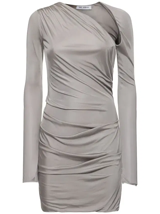 Draped Satin Long Sleeved Mini Dress