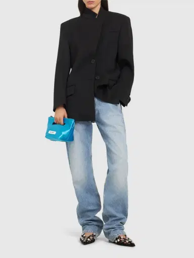 THE ATTICO Glossy Coated Denim Straight Jeans | Thumbnail 2