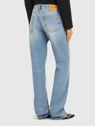 THE ATTICO Glossy Coated Denim Straight Jeans | Thumbnail 3